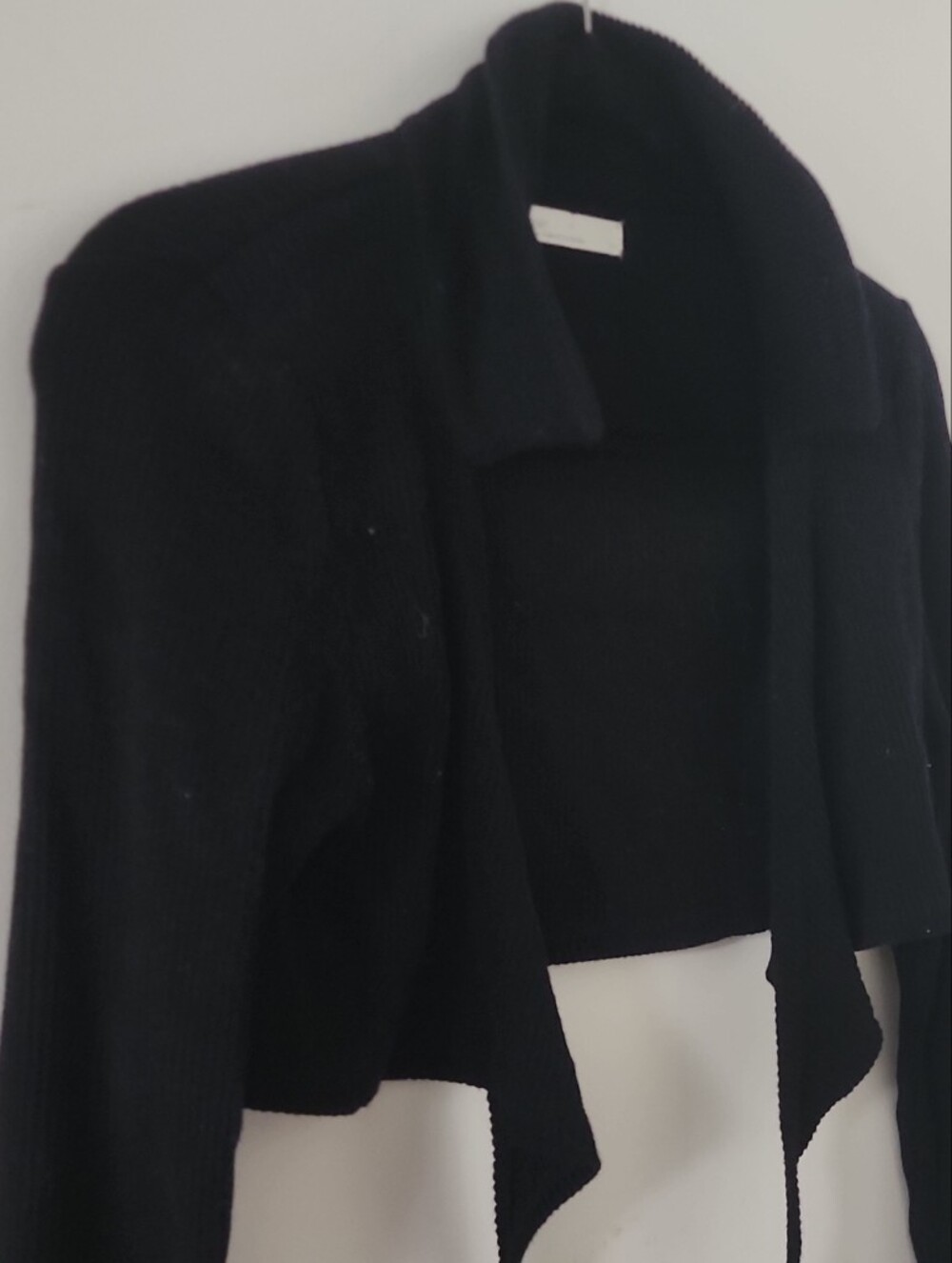 OAK + FORT Black Cropped Open-Front Women's Sweater